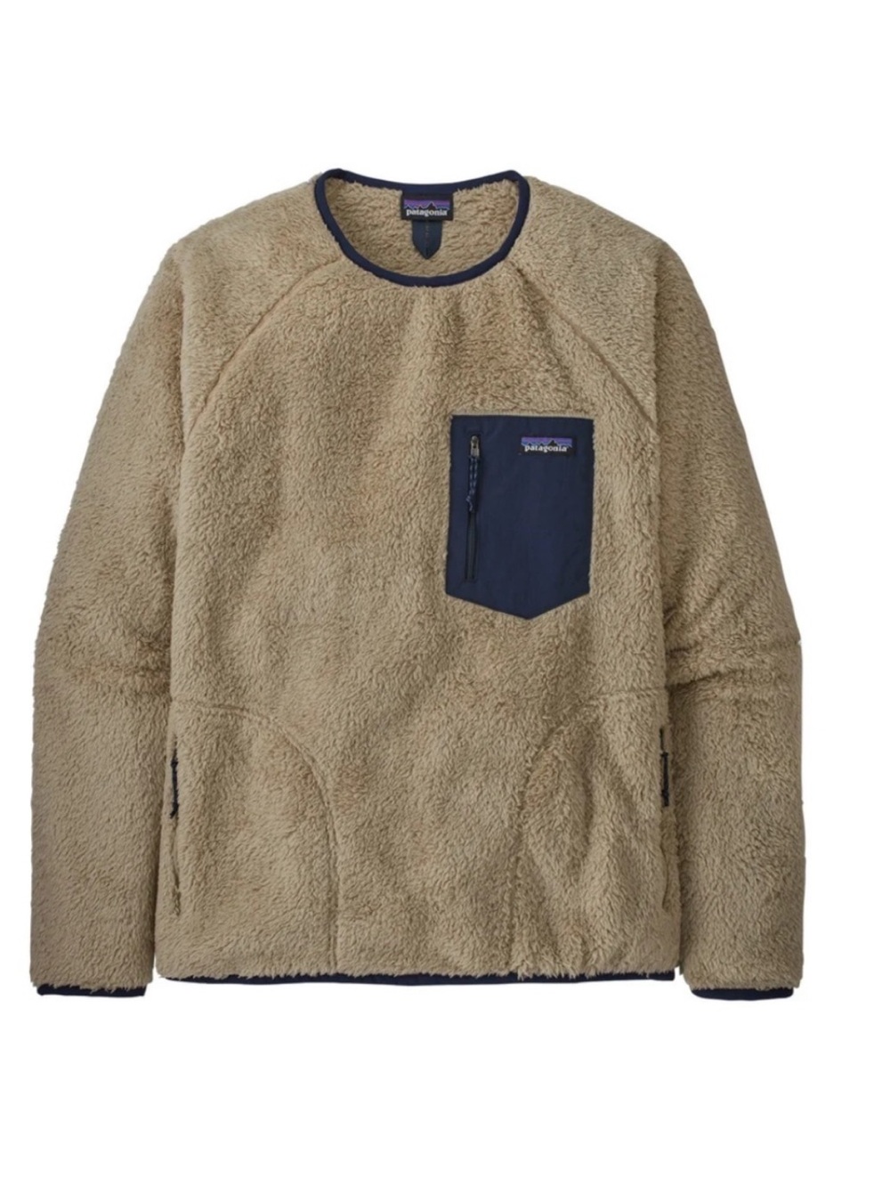 Patagonia Classic Retro-X Fleece Crew Pullover Tan Navy Pocket XS